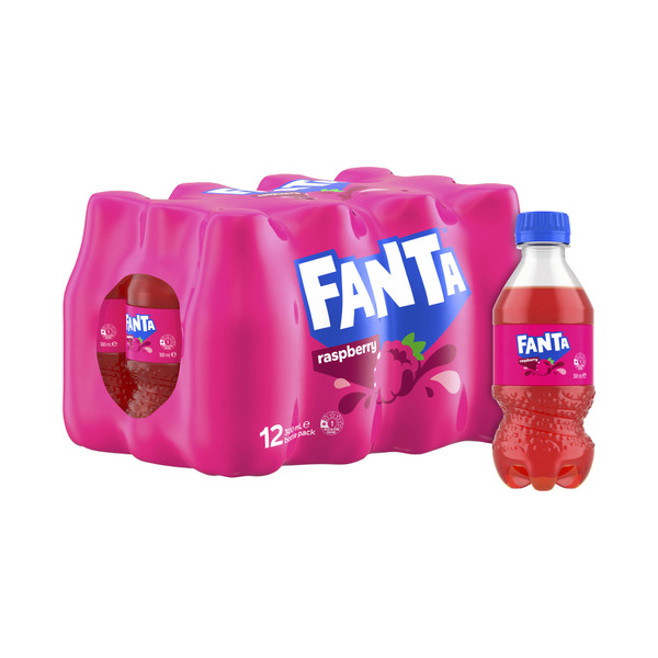 Fanta Raspberry Flavoured Soft Drink Bottle12x300mL 12 pack