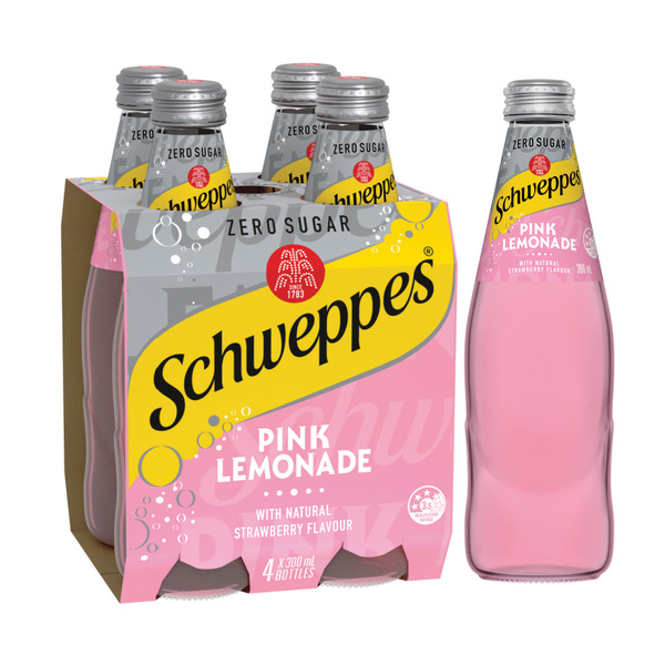 Schweppes Zero Sugar Pink Lemonade Mixers 4X300mL 4 pack