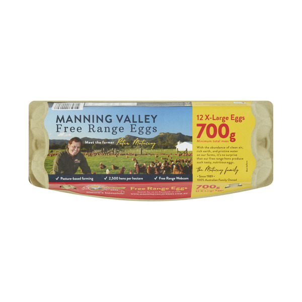 Manning Valley Free Range Extra Large Eggs 12 pack | 700g