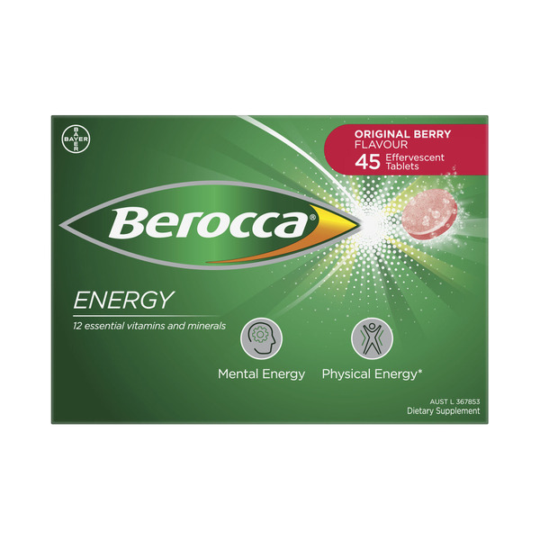 Berocca Energy Vitamin Original Berry 45 Effervescent Tablets | 1 Pack