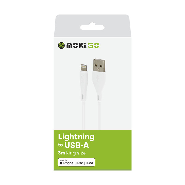 Buy Moki Go Lightning To USB Syncharge Cable 3M King Size (Mfi) 3m | Coles