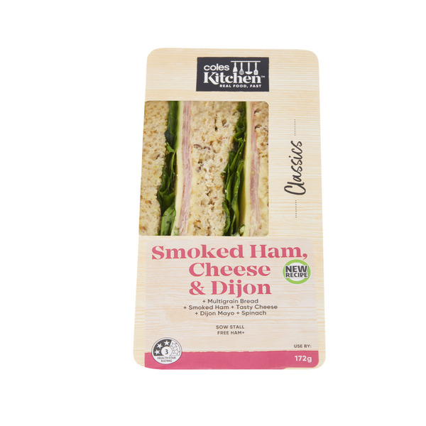 Buy Coles Kitchen Smoked Ham Tasty Cheese & Dijon Sandwich 172g | Coles