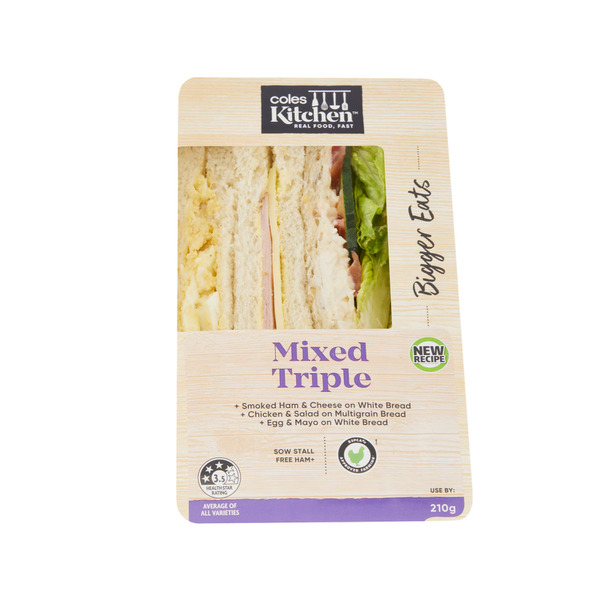 Buy Coles Kitchen Mixed Classic Triple Sandwich 210g | Coles