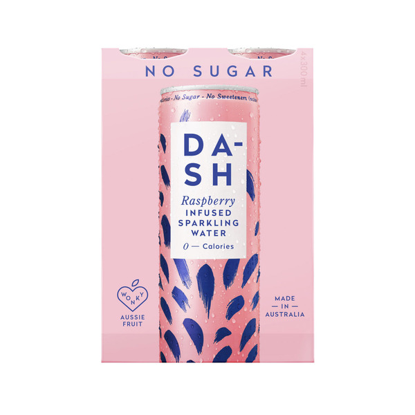 Calories in Dash Raspberry Sparkling Water 4x300mL