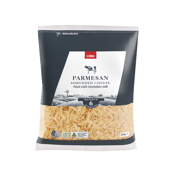 Calories in Coles Dairy Shredded Parmesan Cheese