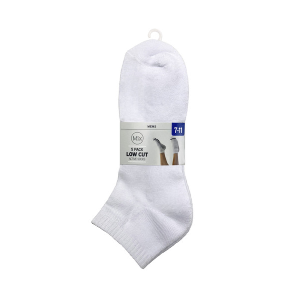 Mix Men's Active Low Cut Sock - White Size 7-11 | 5 pack