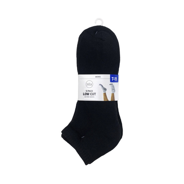 Mix Men's Active Low Cut Sock - Black Size 7-11 | 5 pack