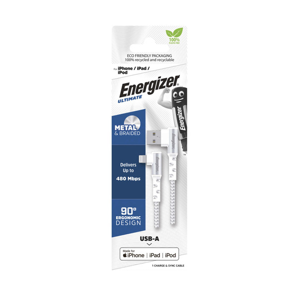 Energizer Angled Cable Lightning To USB 2m