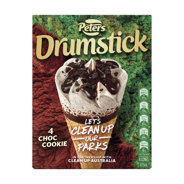 Peters Drumstick Ice Cream Cua Choc Cookie 4pack