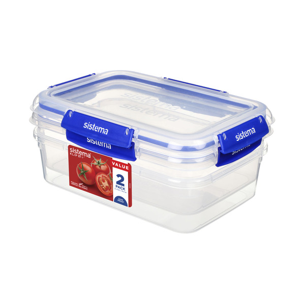 Sistema Klip It Food Storage Containers | 1 L | Stackable, Nestable & Airtight Fridge/Freezer Food Boxes with Lid | BPA-Free Plastic | Assorted