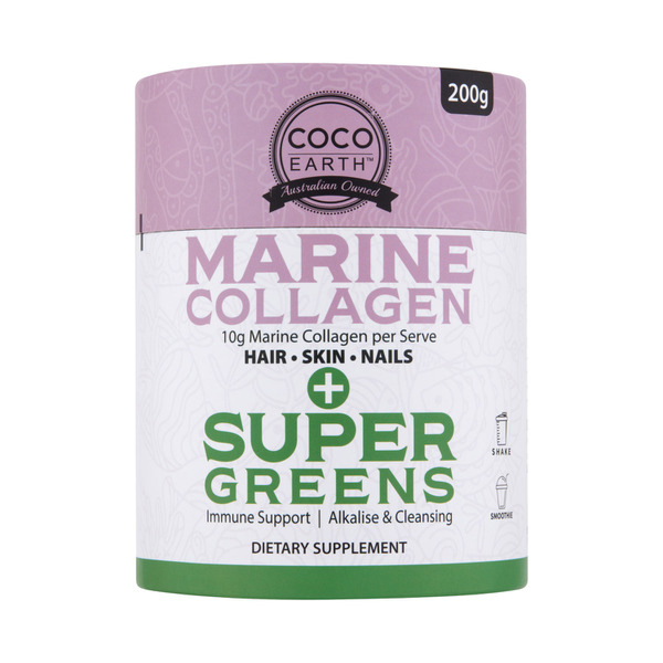 Coco Earth Super Greens With Marine Collagen Powder