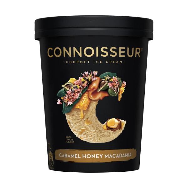 Connoisseur Caramel Honey Macadamia Ice Cream 1L