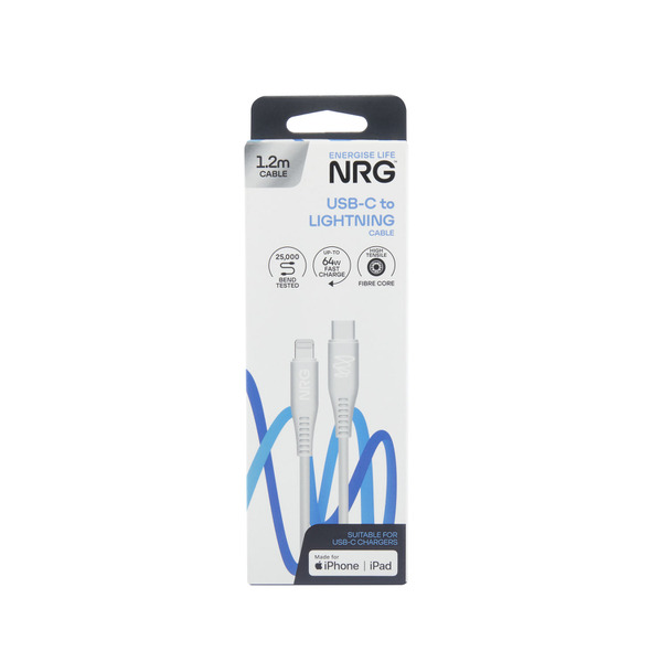 Buy NRG 1.2M USB-C To Lightning Cable White 1 each | Coles