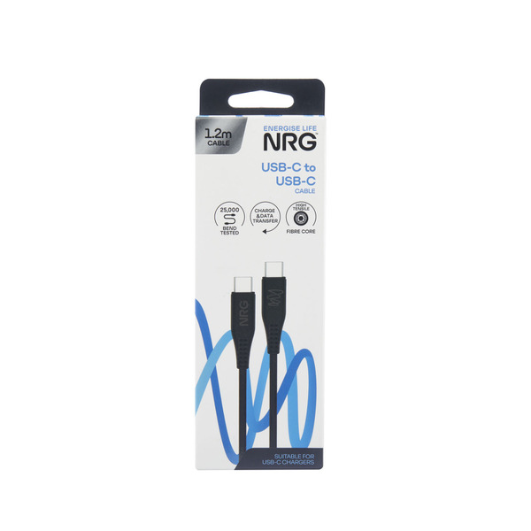 NRG 1.2M USB-C To USB-C Cable Black 1 pack