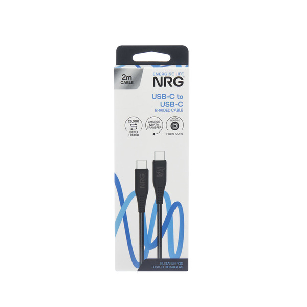 NRG 2M USB-C To C - Black Braided 1 each