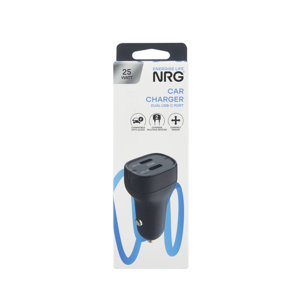 NRG Car Charger Dual USB-C 1 each