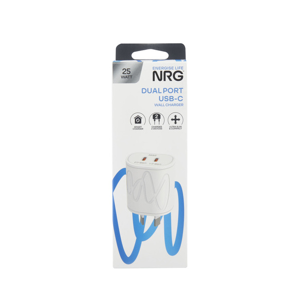 NRG Wall Charger Dual USB-C 1 pack