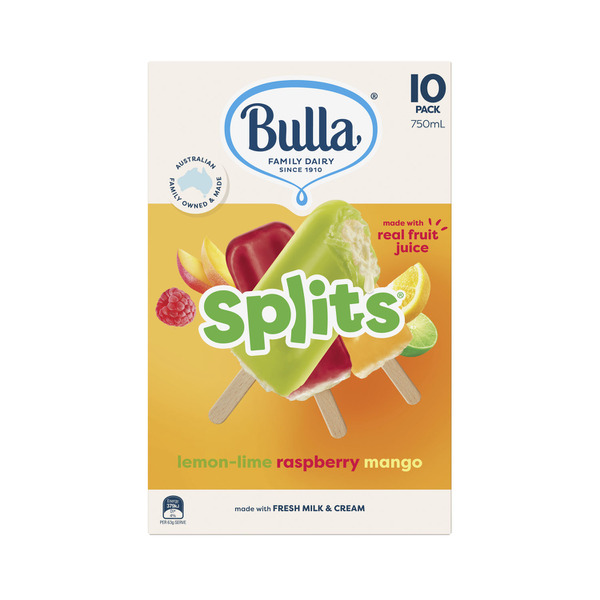 Bulla Splits Multi Flavoured Ice Cream Sticks 10 pack | 750mL