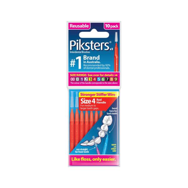 Piksters Interdental Brushes Red Size 4 10 pack