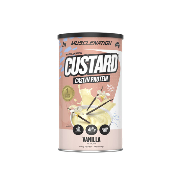 Muscle Nation Custard Casein Protein Powder Vanilla 400g