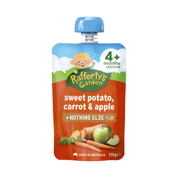 Rafferty's Garden Sweet Potato Carrot & Apple and Nothing Else Baby Food Puree Pouch 4+ Months | 120g