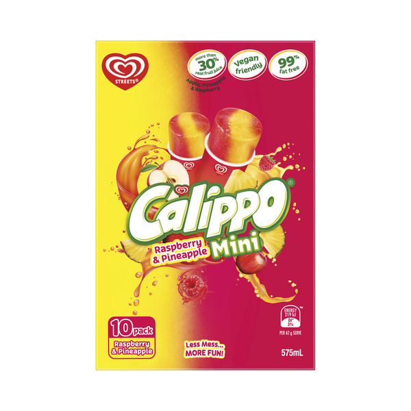 Streets Calippo Mini Ice Raspberry Pineapple Ice Cream 10 pack | 575mL