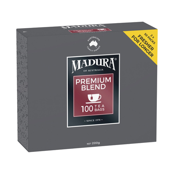 buy-madura-premium-blend-tea-bags-100-pack-200g-coles