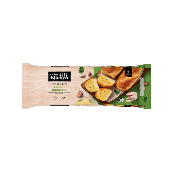 Coles Kitchen Garlic Baguette Twin Pack | 450g
