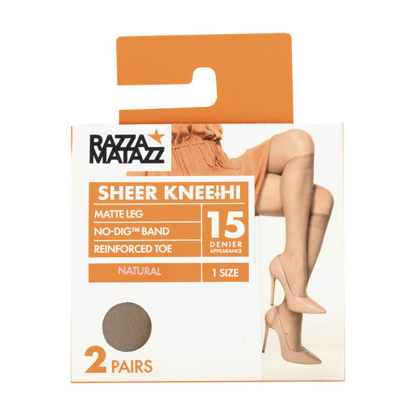 Razzamatazz Sheer Reinforced Toe Knee Hi 15 Denier Bonezapper