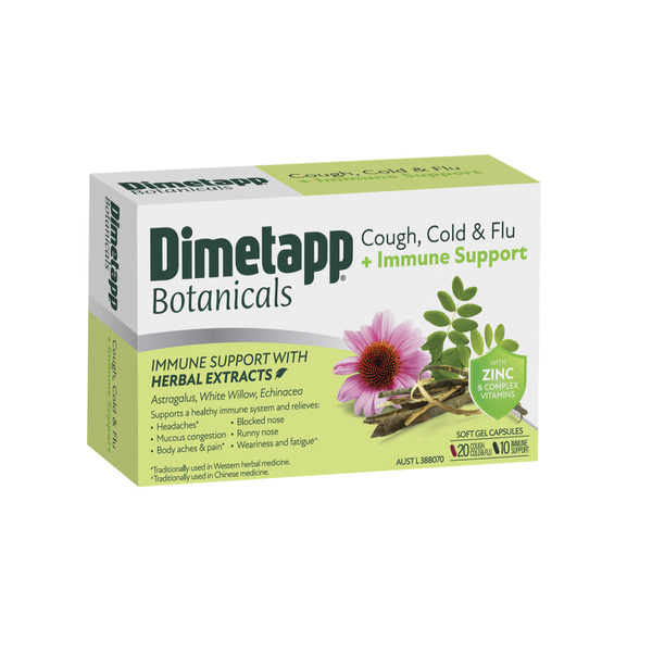 Dimetapp Botanicals Cough- Cold & Flu+Immune Soft Capsules | 30 pack