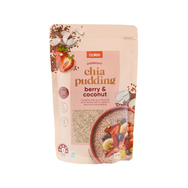 Calories in Coles Overnight Chia Pudding Berry & Coconut