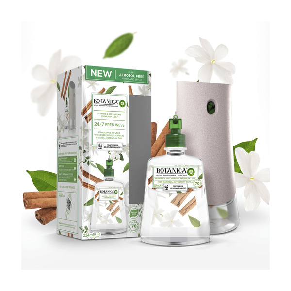 Botanica By Air Wick Jasmine & Sri Lankan Cinnamon Leaf Automatic Spray Starter Kit