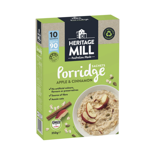Calories in Heritage Mill Porridge Sachets Apple Cinnamon