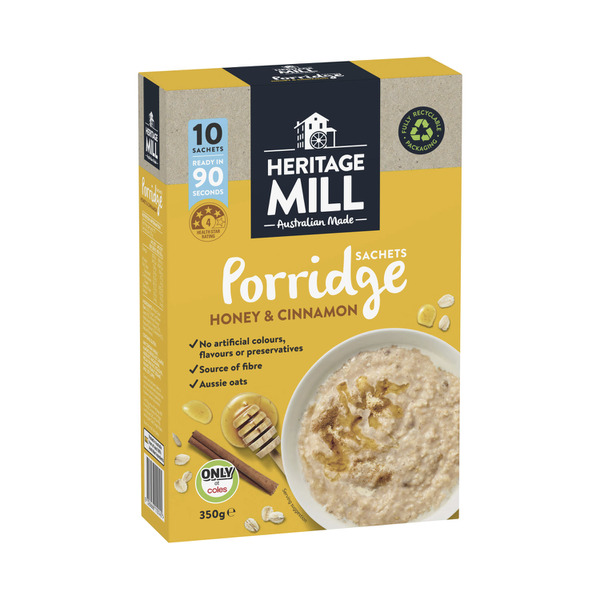 Calories in Heritage Mill Porridge Sachets Honey Cinnamon