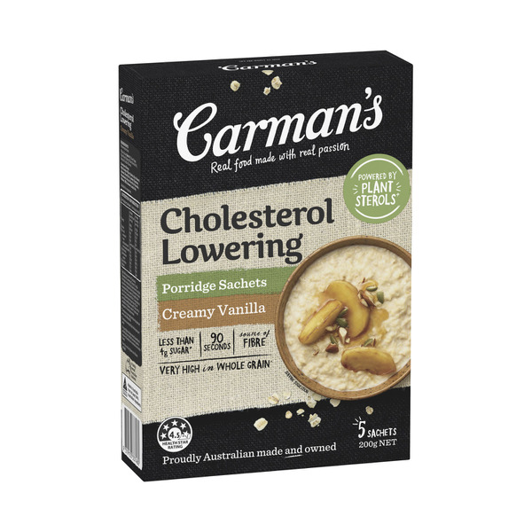 Calories in Carman's Porridge Oats Sachets Cholesterol Lowering Creamy Vanilla