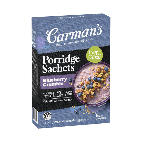 Carman's Porridge Oats Sachets Blueberry Crumble | 240g