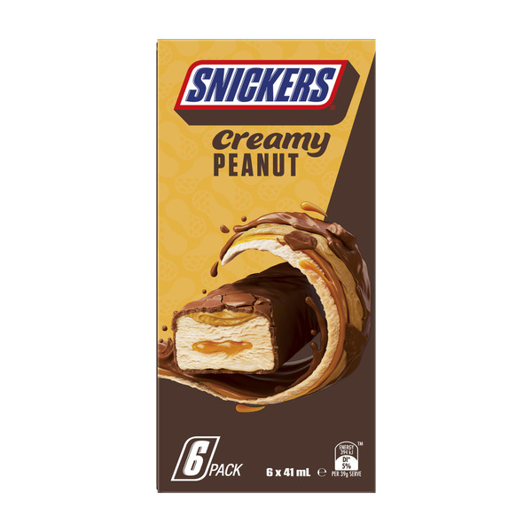 Snickers Creamy Peanut Ice Confection Bar 6 Pack