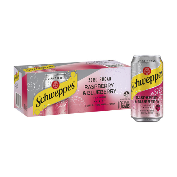 Schweppes Sparkling Water Raspberry &  Blueberry 10x375mL