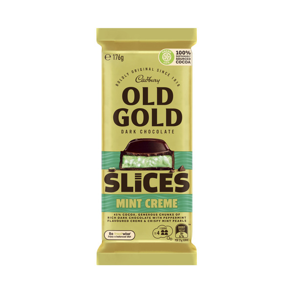 Cadbury Old Gold Slices Mint Creme Dark Chocolate Block 170g