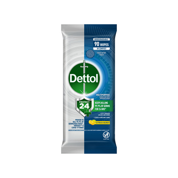 Dettol Protect 24 Hour Multipurpose Cleaning Wipes Citrus Burst