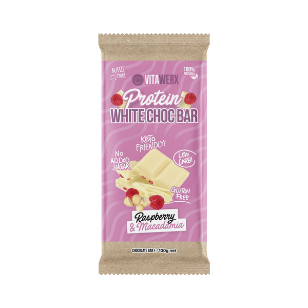 Vitawerx Protein White Chocolate Bar Raspberry & Macadamia