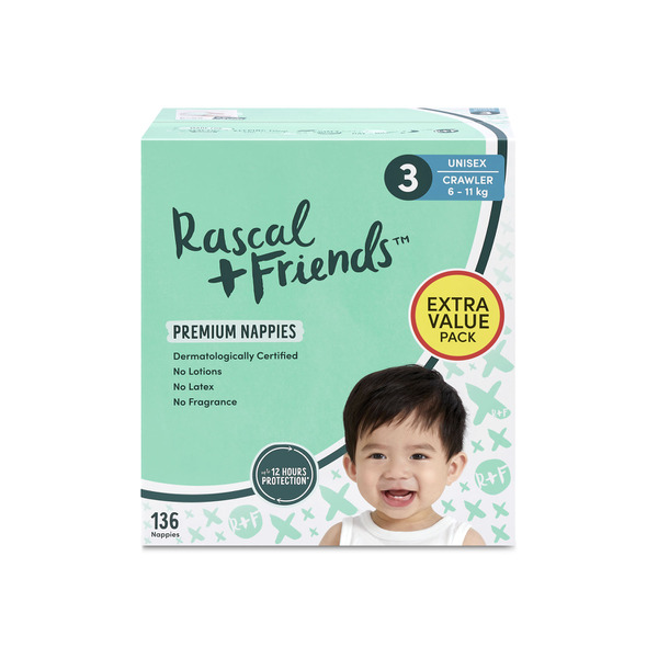 Rascal + Friends Nappies Size 3 | 136 pack