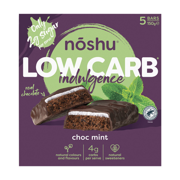 Calories in Noshu Low Carb Chocolate Mint Indulgence Bars