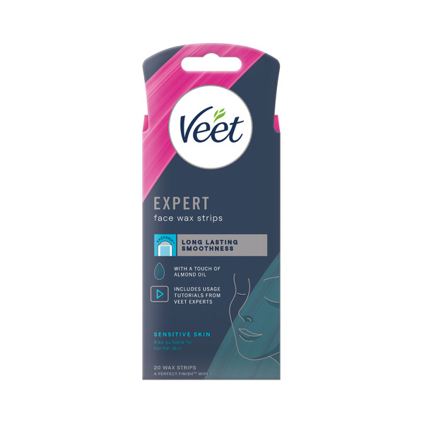 Veet Expert Face Hair Removal Cold Wax Strips For Sensitive Skin 20 pack