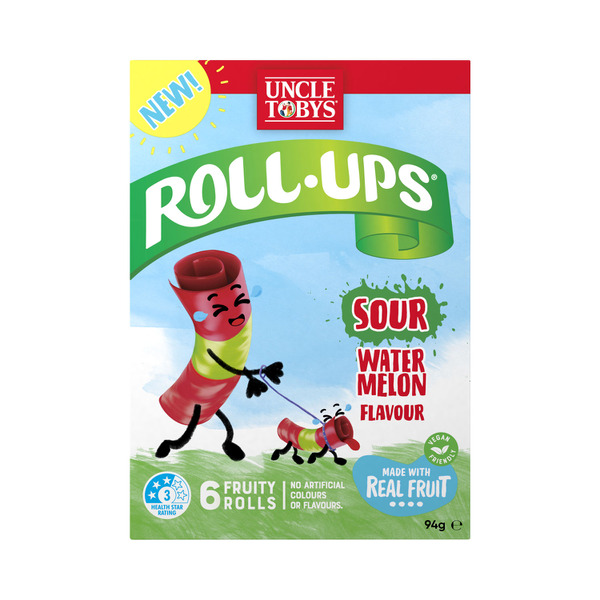 Calories in Uncle Tobys Roll Ups Watermelon Sour