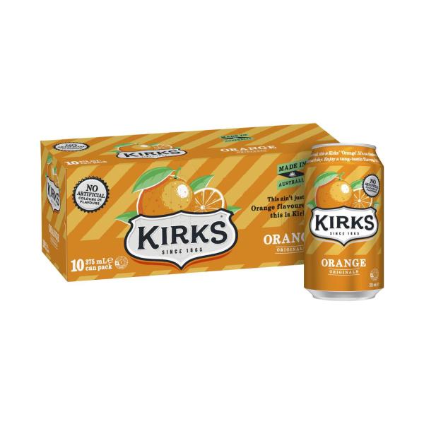 Kirks Soft Drink Orange Cans 10X375Ml