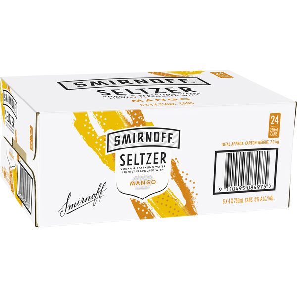 Smirnoff Seltzer Mango Can 250mL | 24 Pack