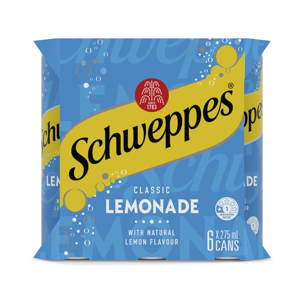 Calories in Schweppes Lemonade Slim Cans 6x275mL