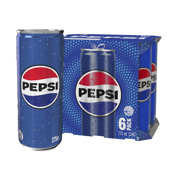 Buy Pepsi Cola Soft Drink Mini Cans Multipack 275mL X 6 Pack 6 pack | Coles