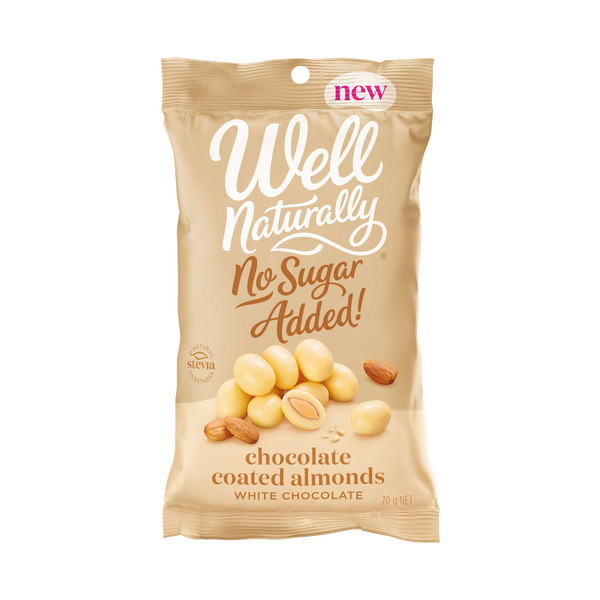 Buy Well Naturally No Sugar Added White Chocolate Almonds 70g | Coles